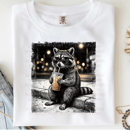 Racoon with coffee